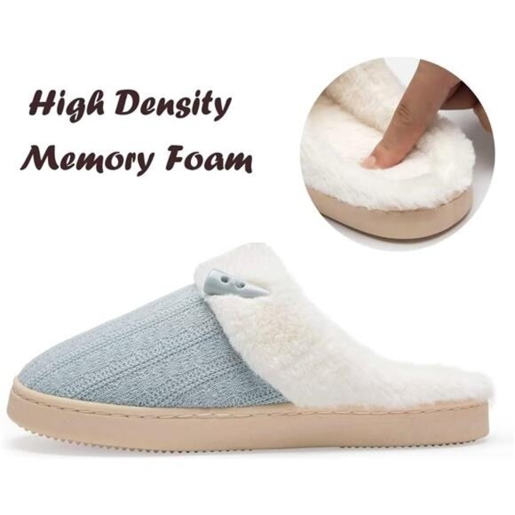 Women's Slip on Fuzzy House Slippers Memory Foam Slippers Scuff Outdoor Indoor - Picture 4 of 7